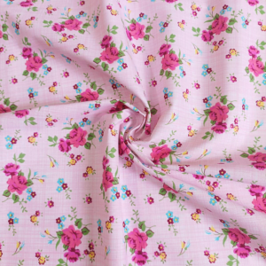 Corte de tecido tricoline floral rosa estampado 50X70cm MOD-02