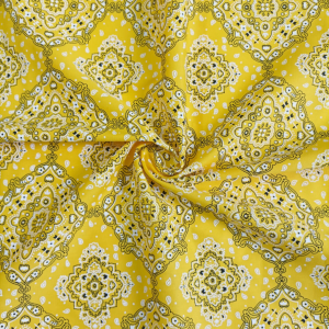 Corte de tecido tricoline bandana amarela estampado 50X70cm MOD-02