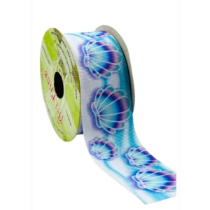 Fita gorgurão estampada 38mm conchas tie dye com 10 metros art fitas
