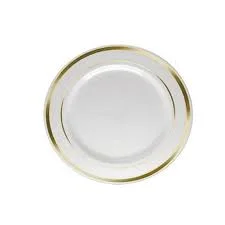 PRATO SOBREMESA BORDA DOURADA 15 CM c/8