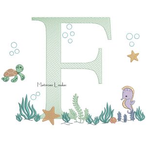 Matriz de Bordado – Fundo do Mar Letra F