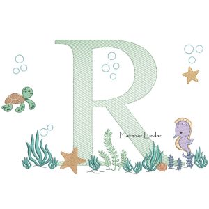 Matriz de Bordado – Fundo do Mar Letra R