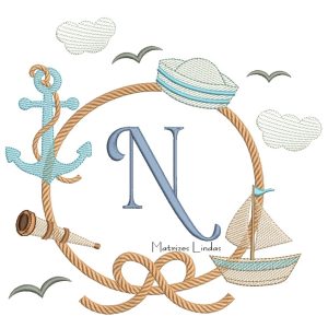 Matriz de Bordado – Moldura Marinheiro Letra N