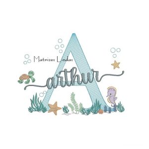 Matriz de Bordado – Nome Arthur Fundo do Mar