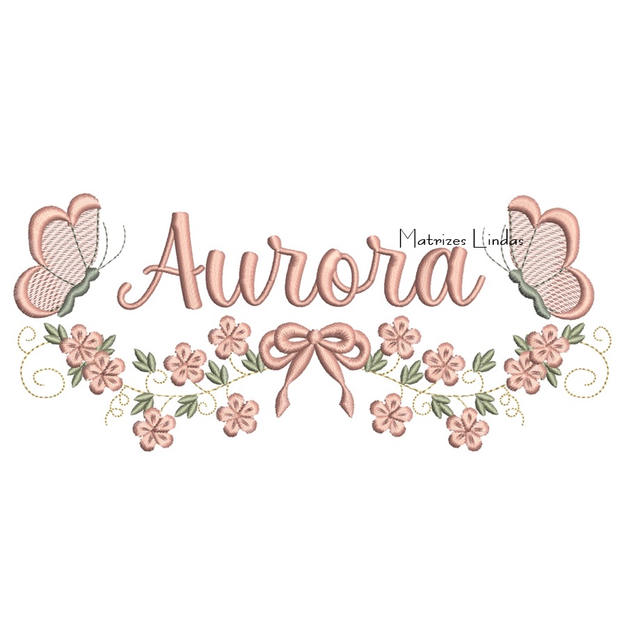 Matriz de Bordado – Nome Aurora com Raminho
