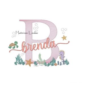 Matriz de Bordado – Nome Brenda Fundo do Mar