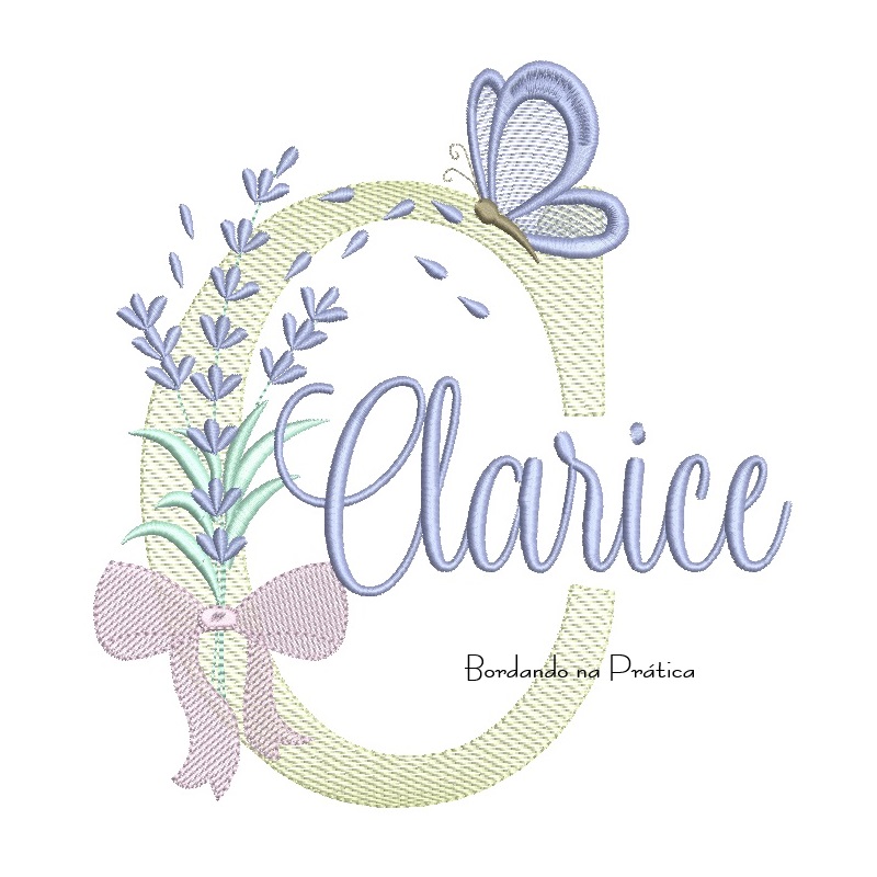 Matriz de Bordado – Nome Clarice Lavanda com Laço