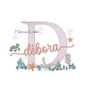 Matriz de Bordado – Nome Débora Fundo do Mar