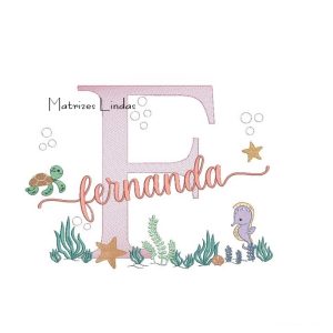 Matriz de Bordado – Nome Fernanda Fundo do Mar