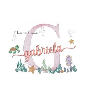 Matriz de Bordado – Nome Gabriela Fundo do Mar