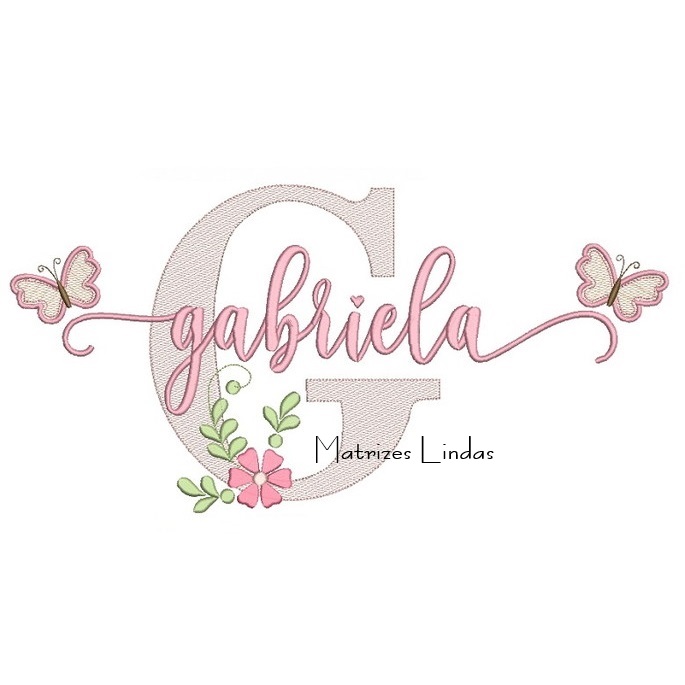 Matriz de Bordado – Nome Gabriela com Borboletas - Image 2