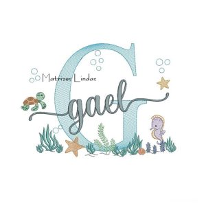 Matriz de Bordado – Nome Gael Fundo do Mar
