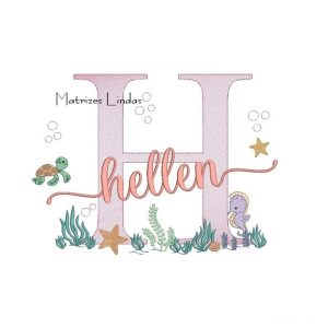 Matriz de Bordado – Nome Hellen Fundo do Mar