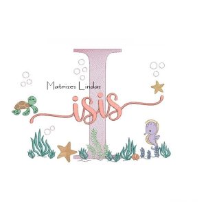 Matriz de Bordado – Nome Isis Fundo do Mar