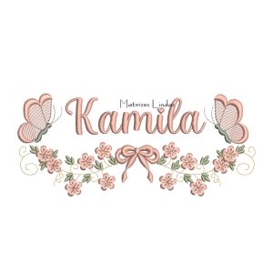 Matriz de Bordado – Nome Kamila com Raminho