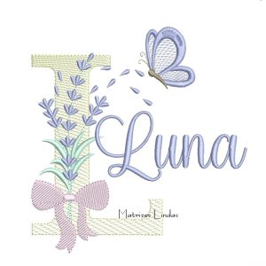 Matriz de Bordado – Nome Luna Lavanda com Laço