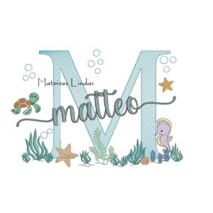 Matriz de Bordado – Nome Matteo Fundo do Mar