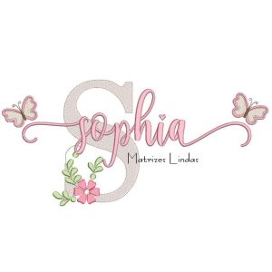 Matriz de Bordado – Nome Sophia com Borboletas