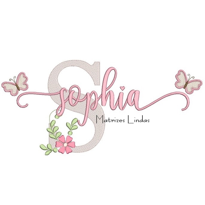 Matriz de Bordado – Nome Sophia com Borboletas - Image 2