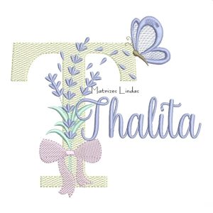 Matriz de Bordado – Nome Thalita Lavanda com Laço