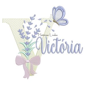 Matriz de Bordado – Nome Victória Lavanda com Laço
