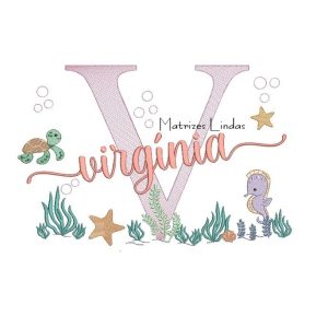 Matriz de Bordado – Nome Virgínia Fundo do Mar