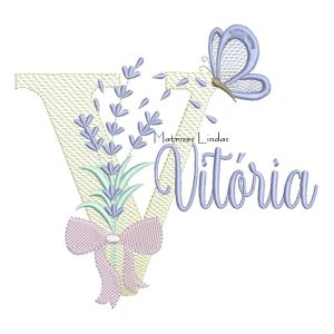 Matriz de Bordado – Nome Vitória Lavanda com Laço