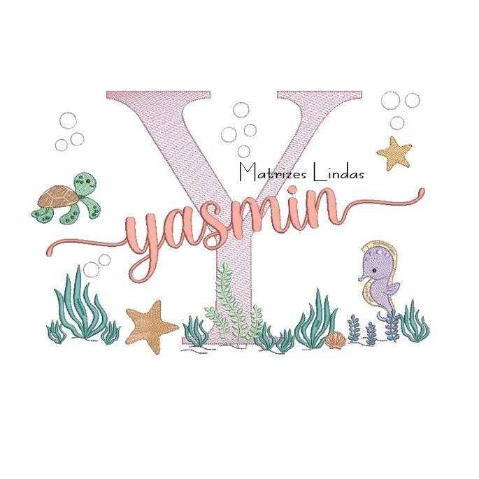 Matriz de Bordado – Nome Yasmin Fundo do Mar - Image 2