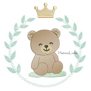Matriz de Bordado – Ursinho ramo de folhas
