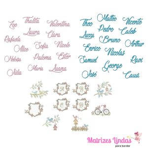 Matriz de Bordado – Kit 200 Nomes Femininos MAIS 200 Nomes Masculinos MAIS Jardim dos Passarinhos