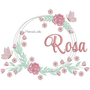 Matriz de Bordado – Nome Rosa Moldura Floral