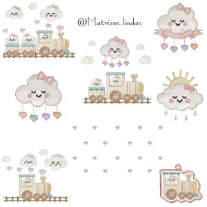 Matriz de Bordado – Coleção Trenzinho com Nuvens