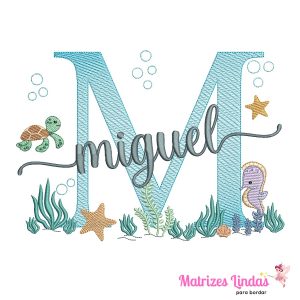 Matriz de Bordado – Nome Miguel Fundo do Mar 04