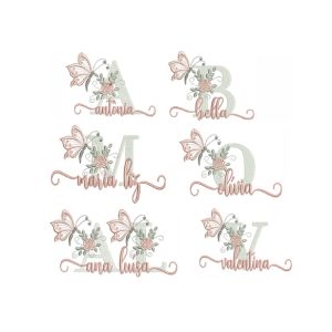 Matriz de Bordado – 250 Nomes Prontos Borboleta com Flor